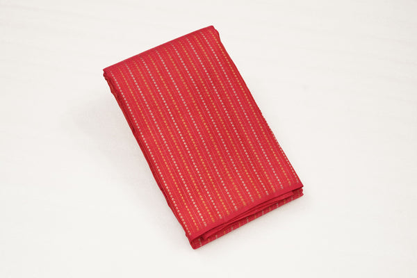 Red Pure Silk Saree with Subtle Zari Stripe Pattern