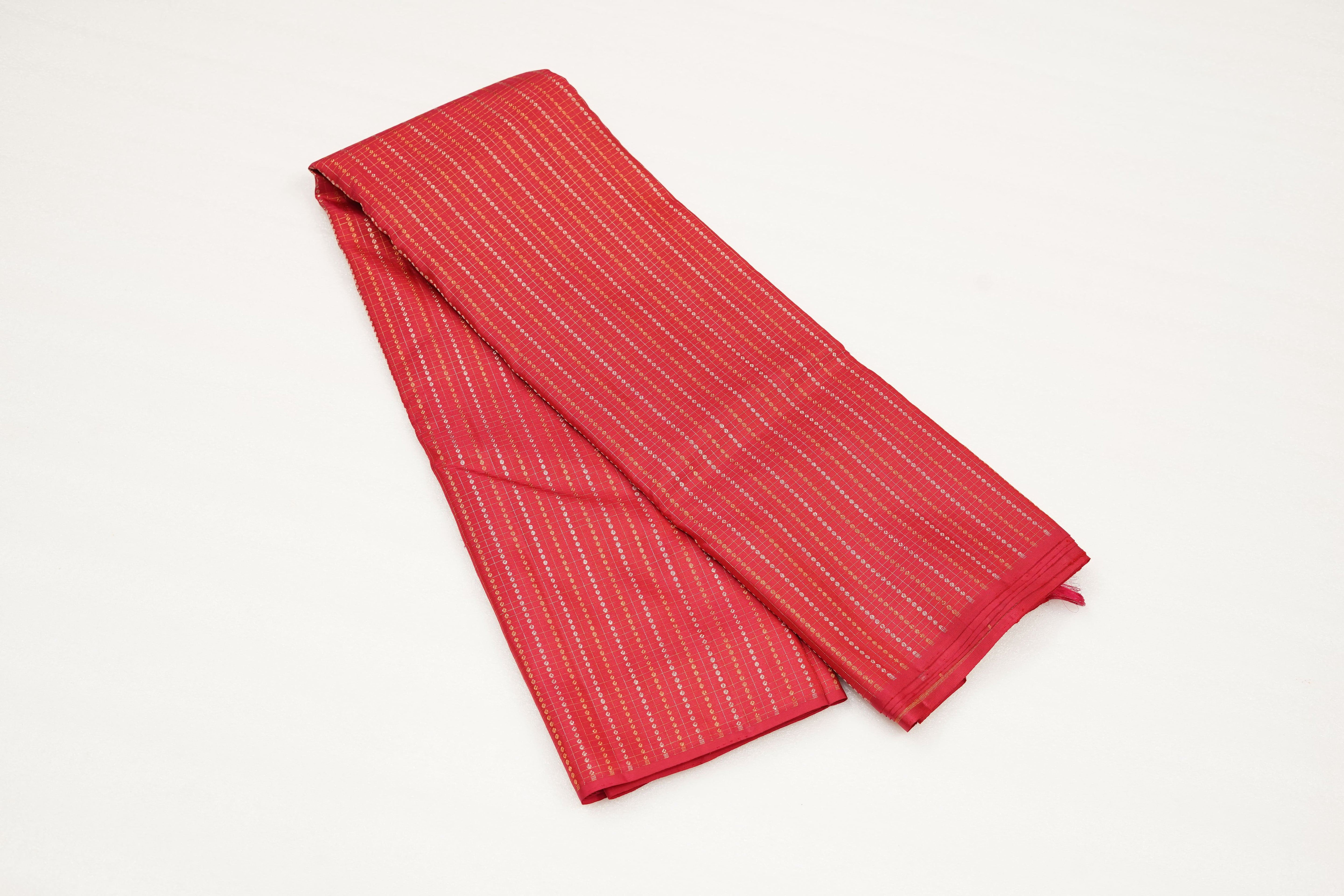 Red Pure Silk Saree with Subtle Zari Stripe Pattern