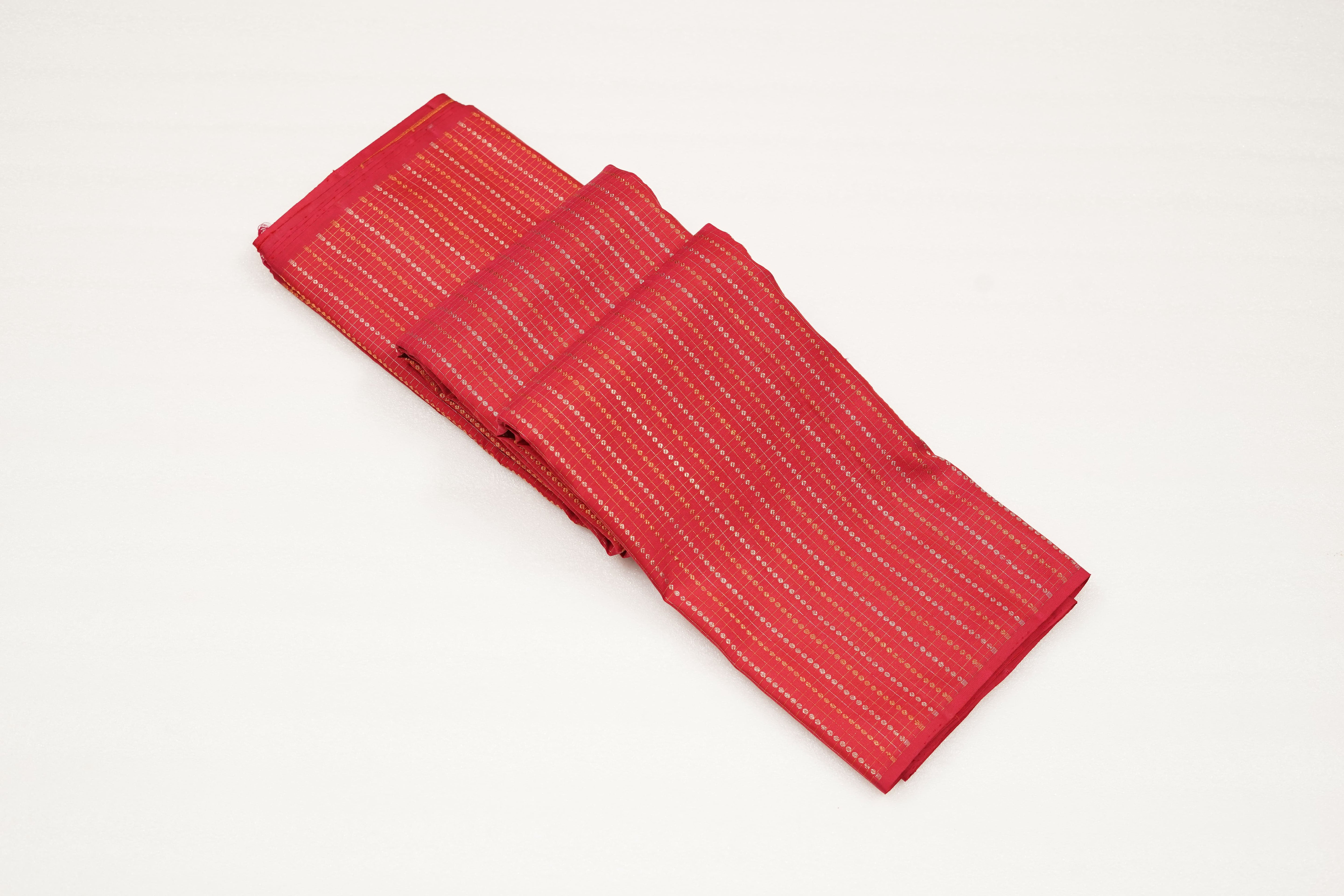 Red Pure Silk Saree with Subtle Zari Stripe Pattern