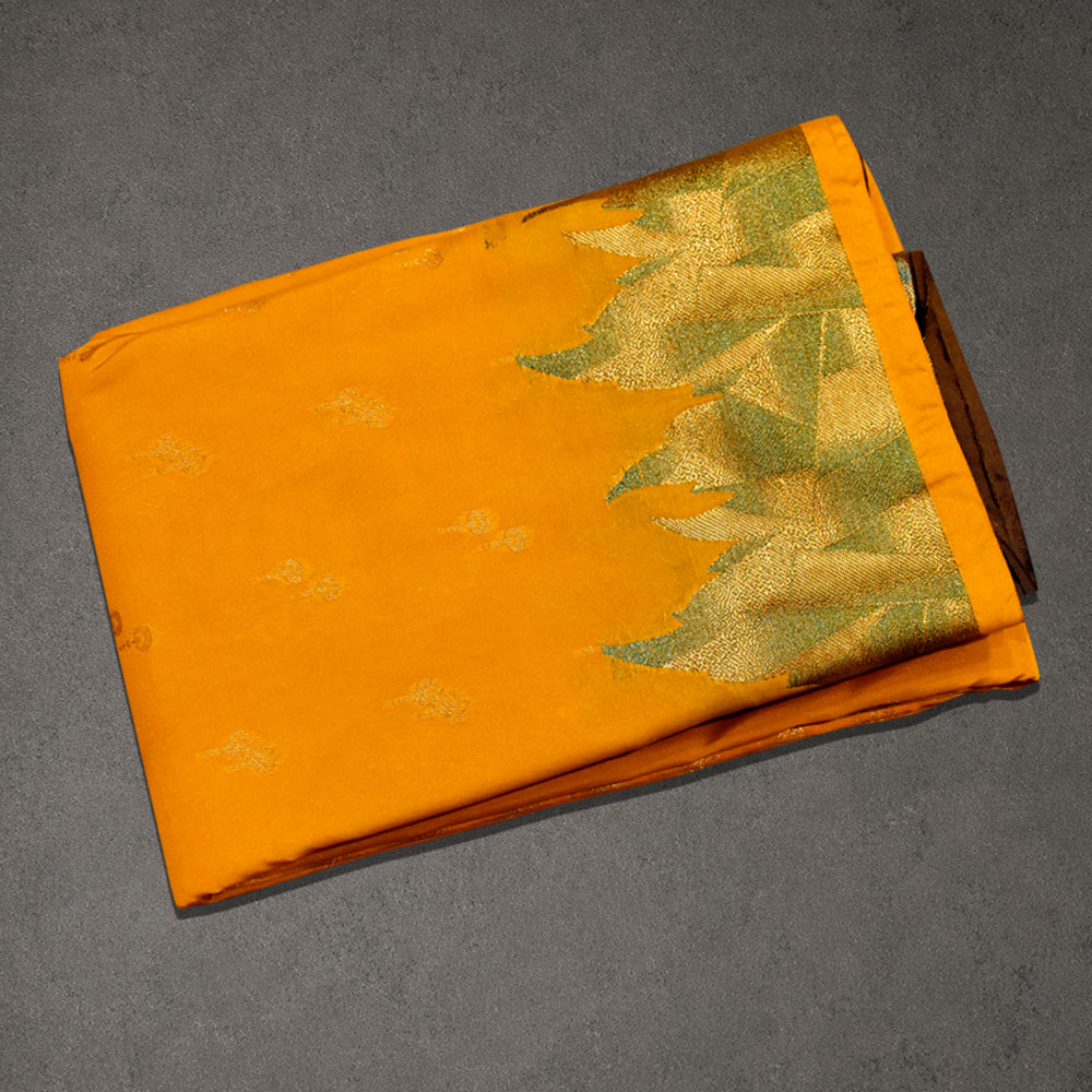 Mustard Yellow Soft Silk Jaggard Saree with Zari Border