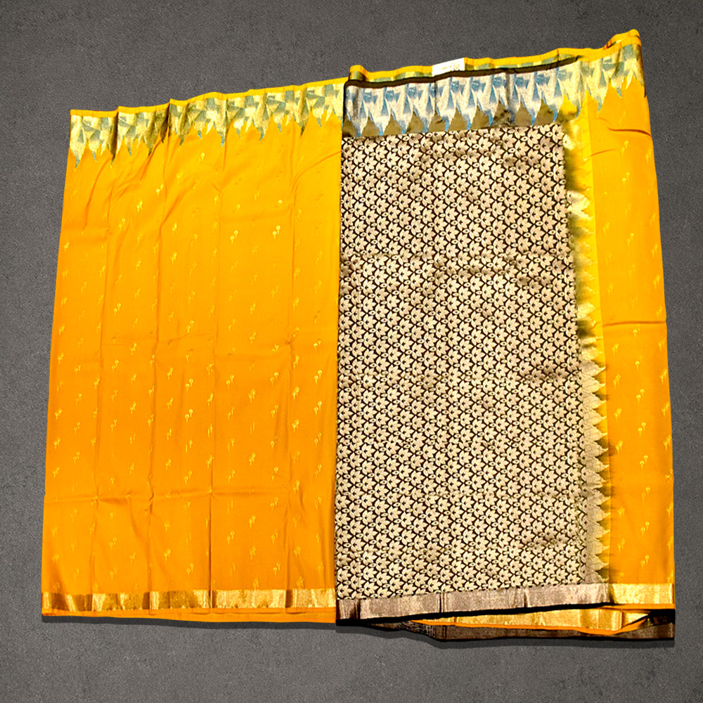 Mustard Yellow Soft Silk Jaggard Saree with Zari Border