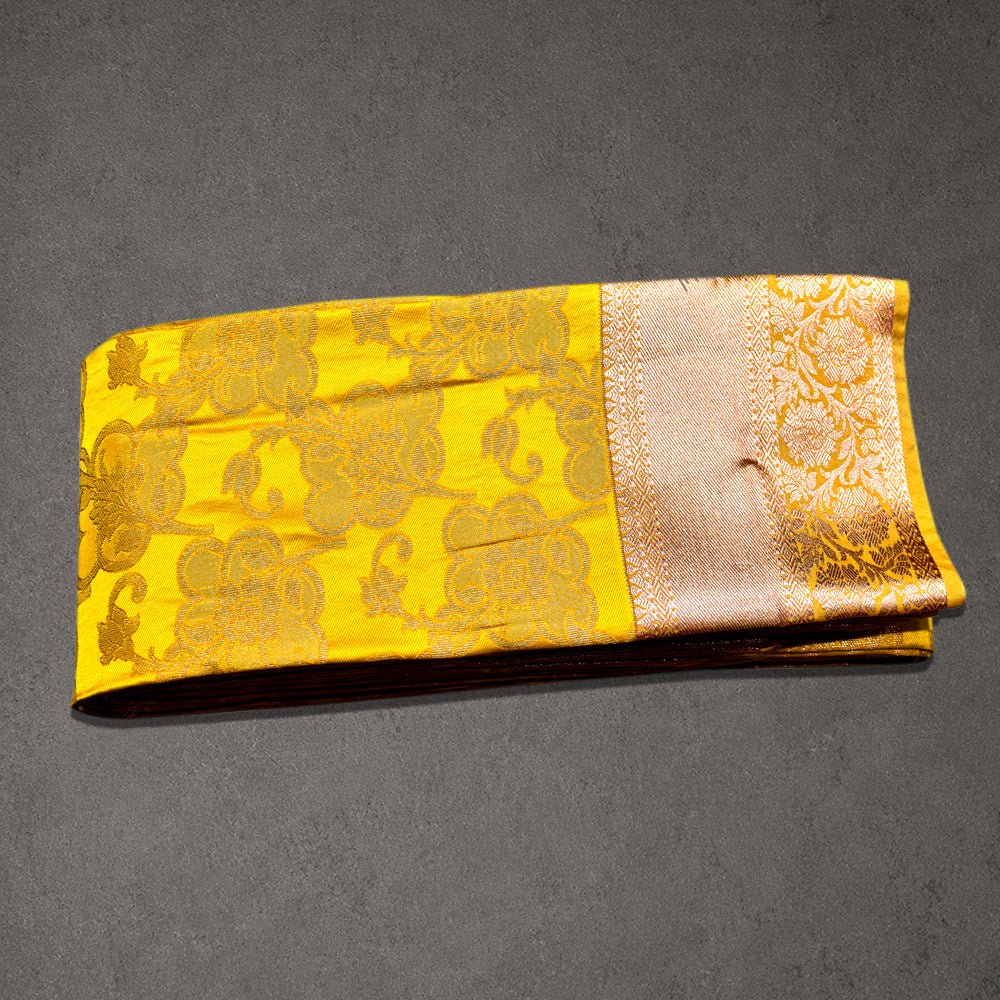 Yellow Art Silk Pattu Saree with Floral Jacquard Design