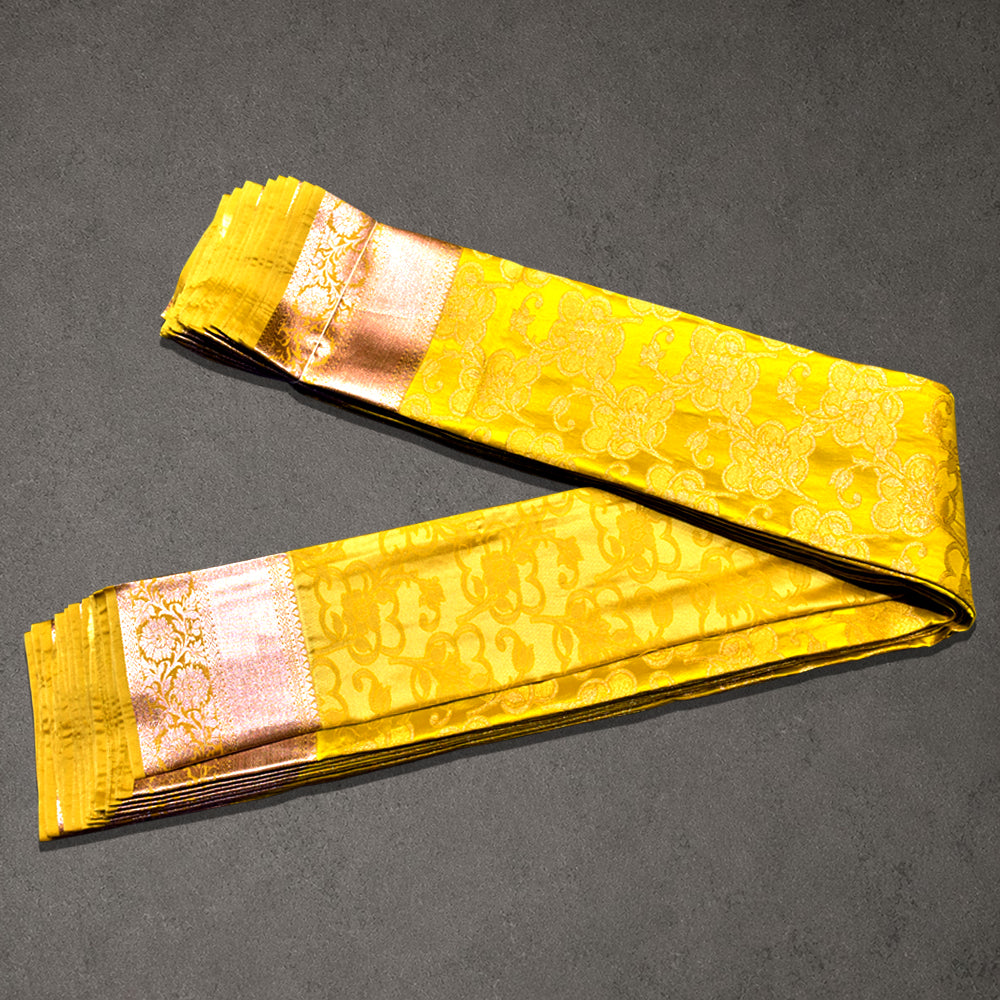 Yellow Art Silk Pattu Saree with Floral Jacquard Design