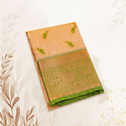 Beige & Royal Blue Art Silk Saree with Floral Jacquard Body and Rich Zari Border