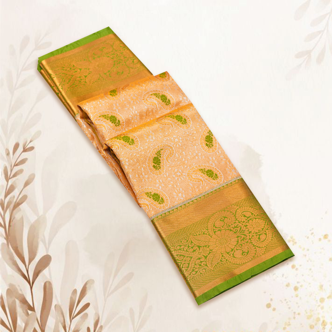Beige & Royal Blue Art Silk Saree with Floral Jacquard Body and Rich Zari Border
