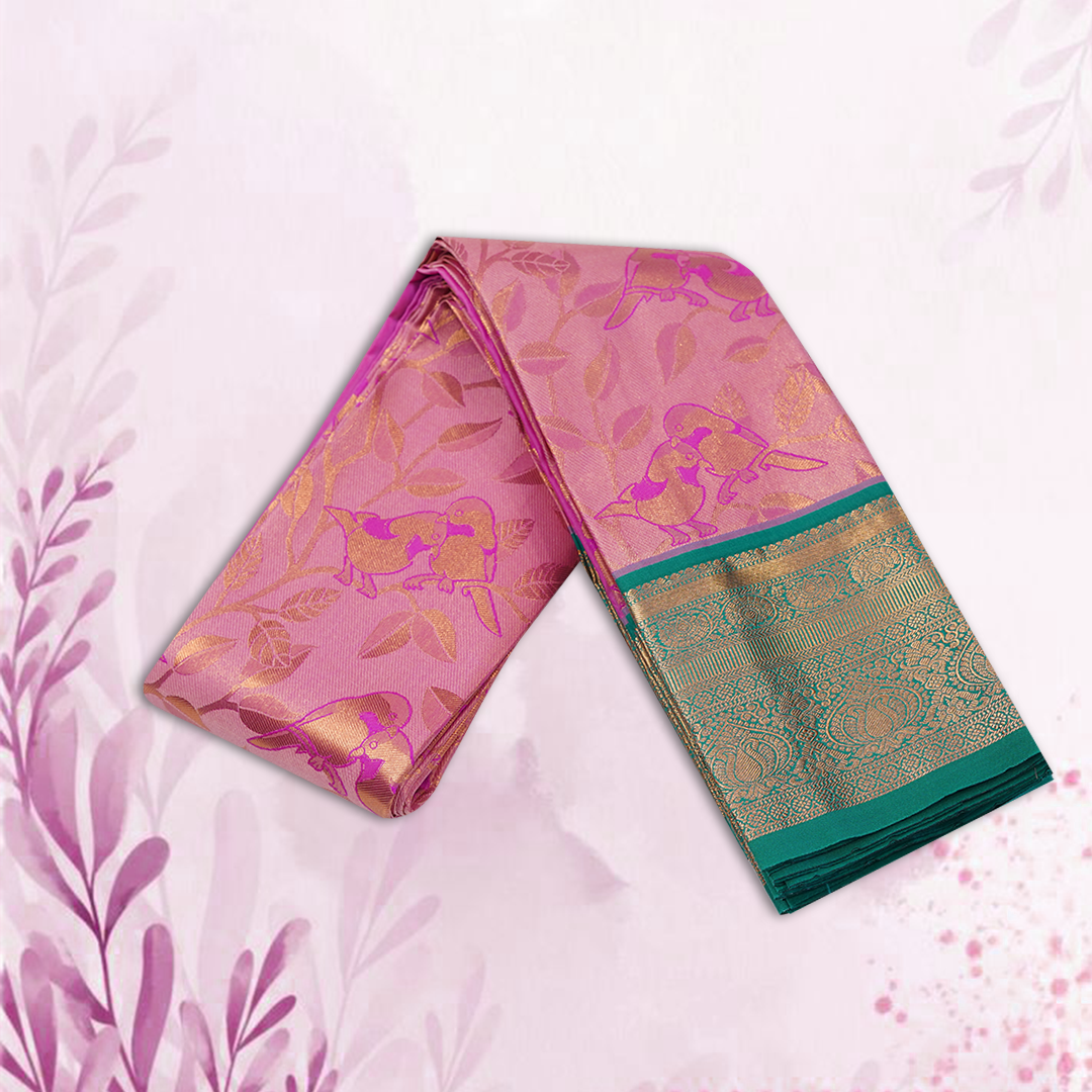 Emerald Green Jacquard Art Silk Saree with Paisley Motifs and Rich Gold Zari Border