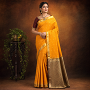 Mustard Yellow Soft Silk Jaggard Saree with Zari Border