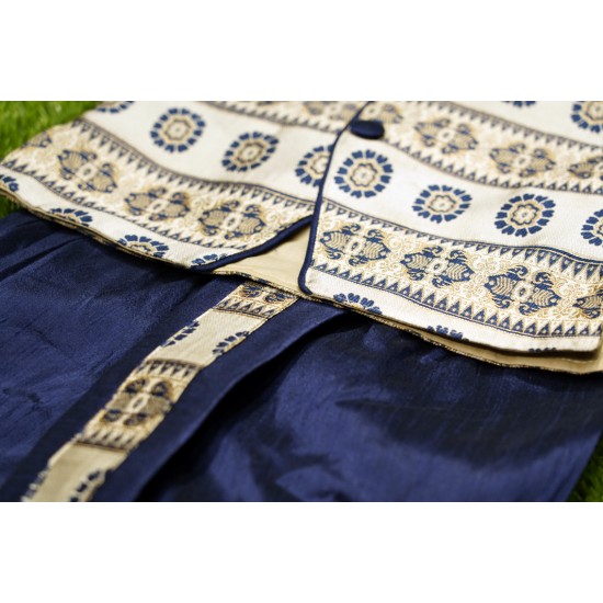 Red with navy blue color  boys panchakacham  set.