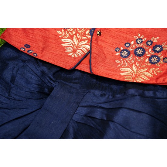 Red with navy blue color  boys panchakacham  set.