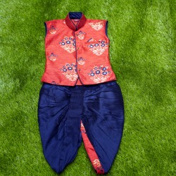Red with navy blue color  boys panchakacham  set.