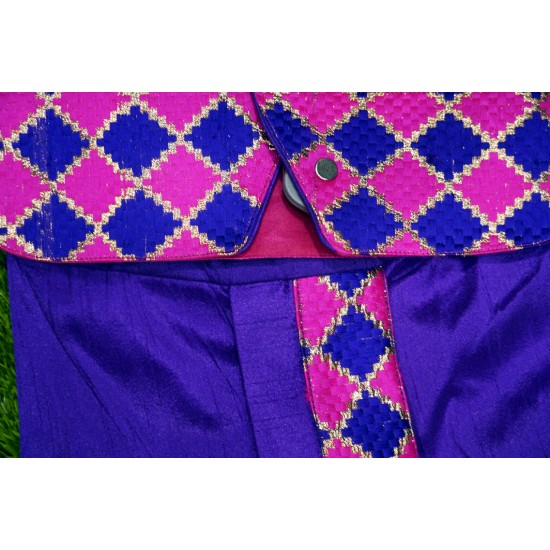 Dark pink with violet color boys panchakacham  set.