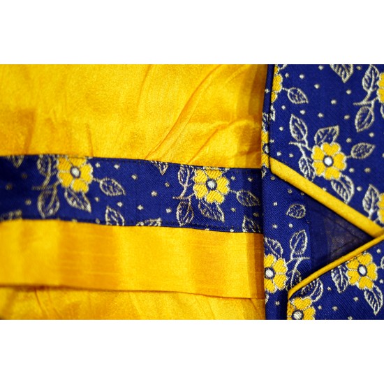 Yellow with pepsi blue color boys panchakacham set