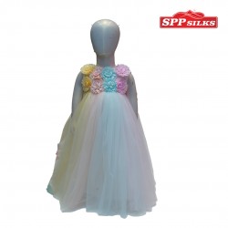 Kids frock (white with purple)