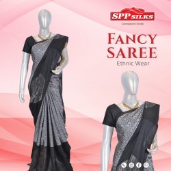 Grey & Black Fancy Saree