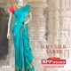 Cyan with Peapock pattern soft silk saree