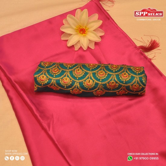 Berry pink satin saree