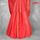 Scarlet red and cobalt blue silk saree