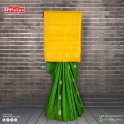 Yellow and green kattam saree