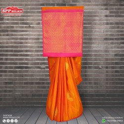 Orange with hot pink silk saree