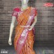 Orange with pink and silver border saree