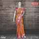 Orange with pink and silver border saree