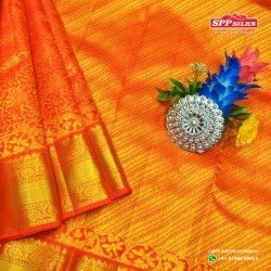 Candy red and golden zari kanchipuram silk