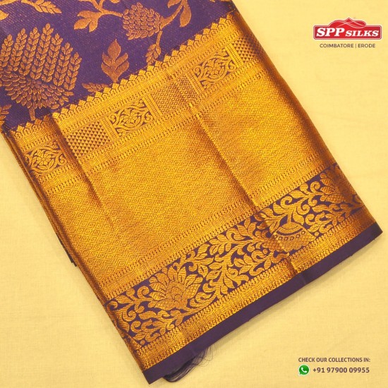 Dark purple kanchipuram silk saree