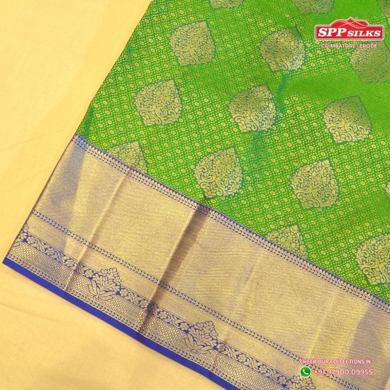 Shamrock green and azure blue art silk saree