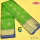 Shamrock green and azure blue art silk saree