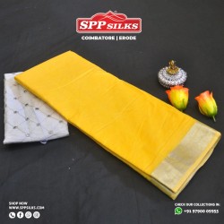 Checked dandelion yellow synthetic saree