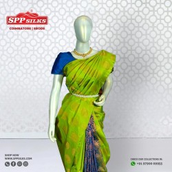 Parrot green saree