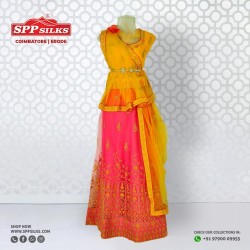 Pink and yellow lehenga