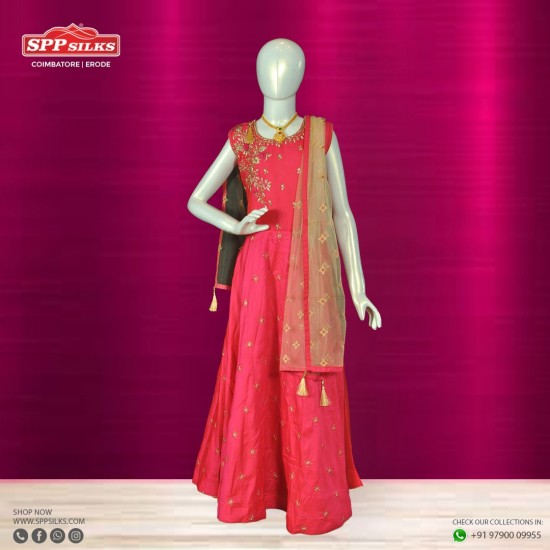 Crimson red Anarkali 