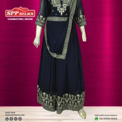  midnight blue and silver anarkali