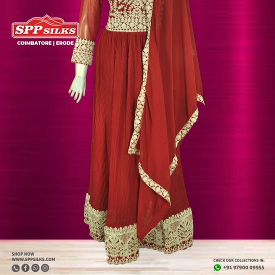  royal red and gold anarkali