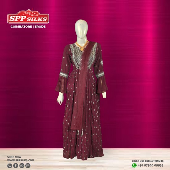 Mahogany red anarkali