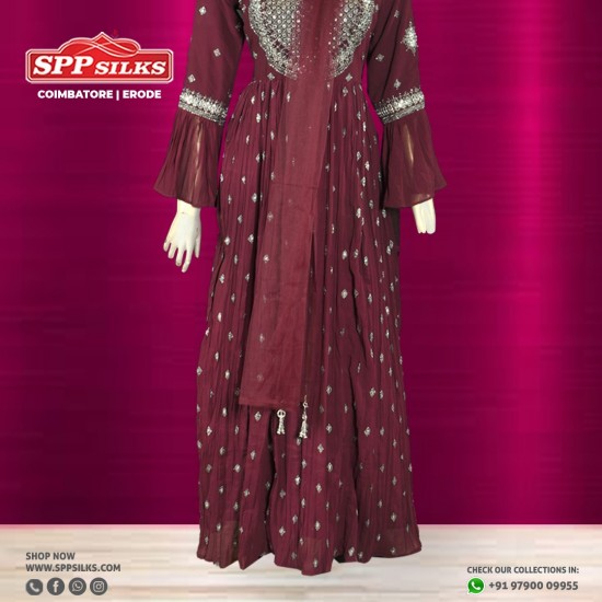 Mahogany red anarkali