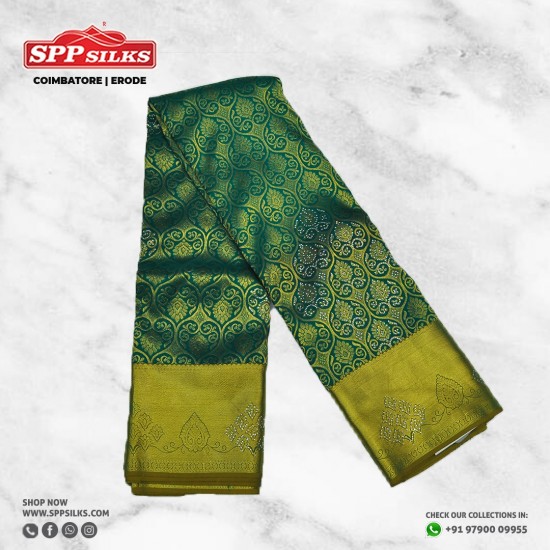 emerald green handwoven silk saree