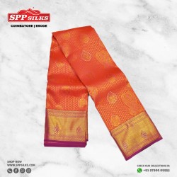 punch orange handwoven silk saree