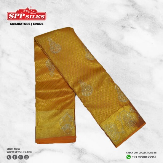 mustard handwoven silk saree 