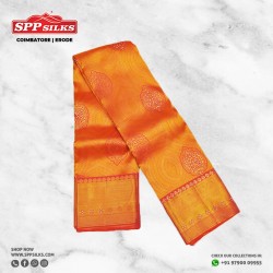  Tangerine orange handwoven silk saree