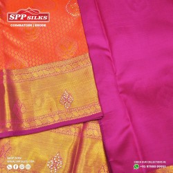 punch orange handwoven silk saree