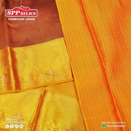 cinnamon-brown handwoven silk saree 