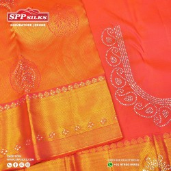 Tangerine orange handwoven silk saree