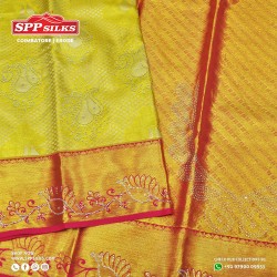  lemon yellow handwoven silk saree