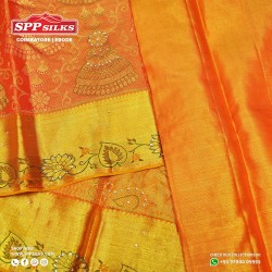 mustard brown handwoven silk saree