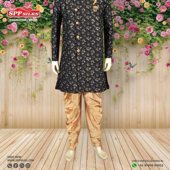 midnight blue floral kurta pajama