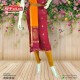 crimson red and yellow semi ready-made salwar set