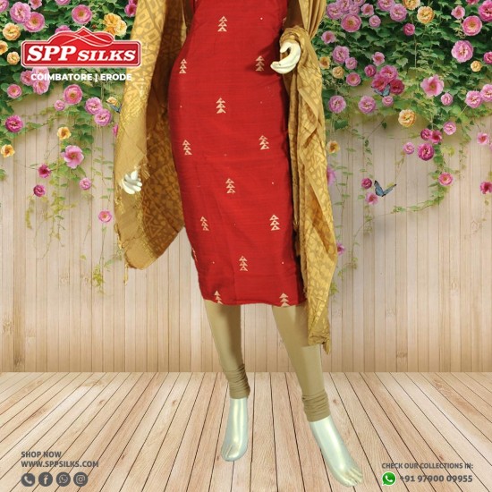 crimson red and gold semi ready-made salwar set 