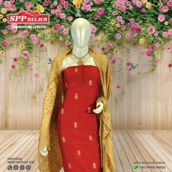 crimson red and gold semi ready-made salwar set 